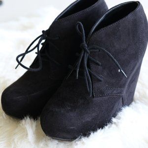 Black Wedge Booties